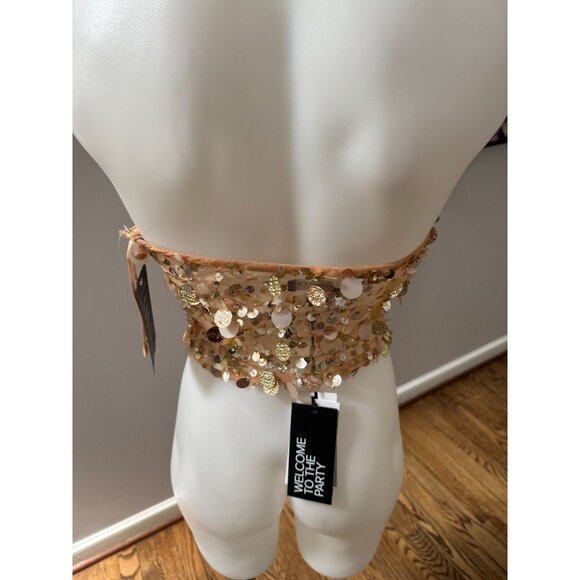 NWT Retrofete Mirage Embellished Strapless Crop Top Gold Seashell Size XS - Picture 7 of 7